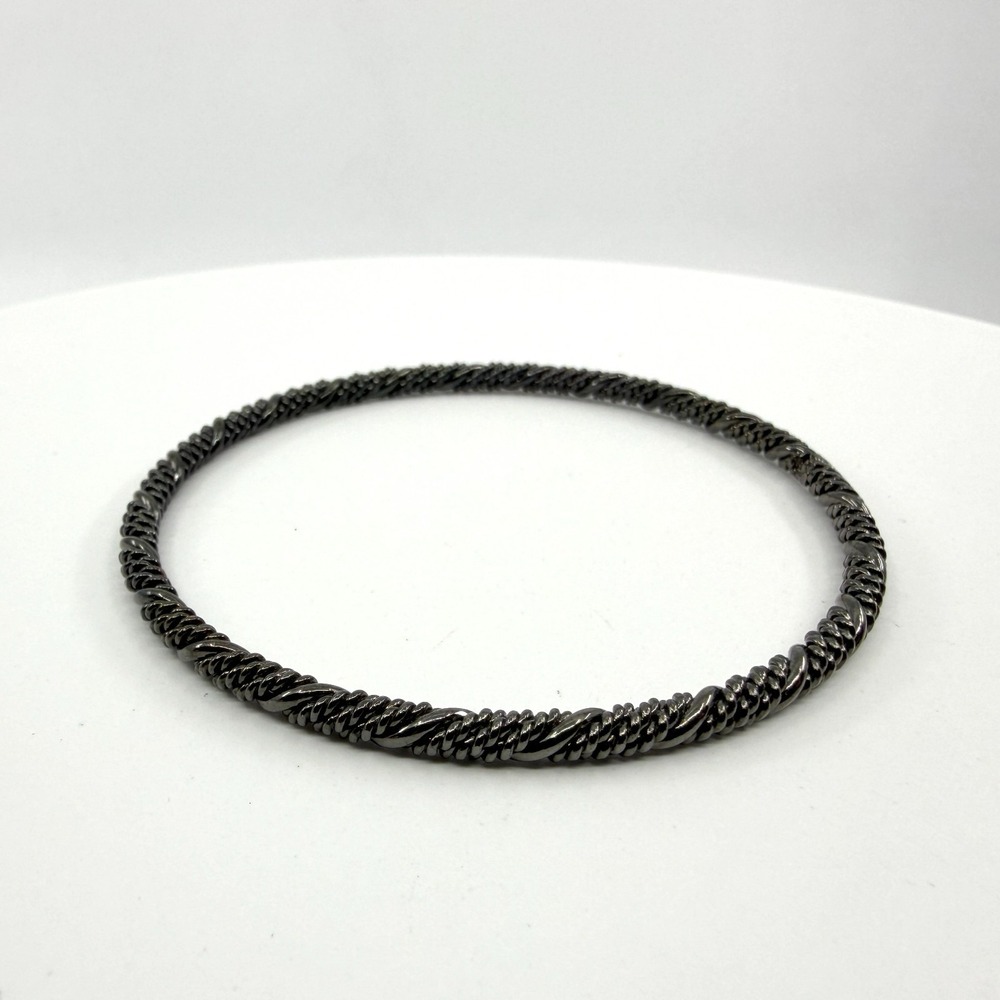 Y2K Gunmetal Twisted Rope Bangle Bracelet Slim Stackable Jewelry